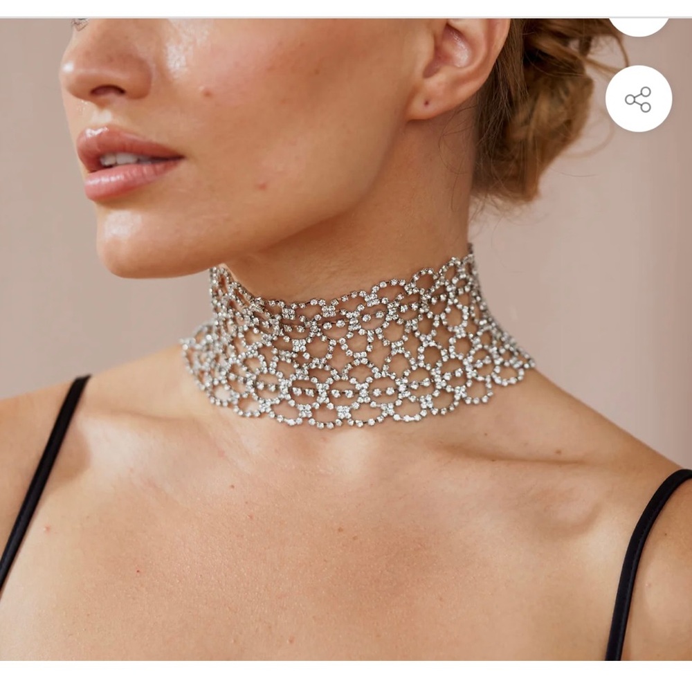 Kenneth Jay Lane Wide Crystal Lace Choker Necklace